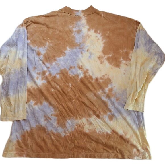 Free People We the Free Cotton Tie Dye Long Sleeve Shirt Mock Neck Top Size M - Picture 5 of 11